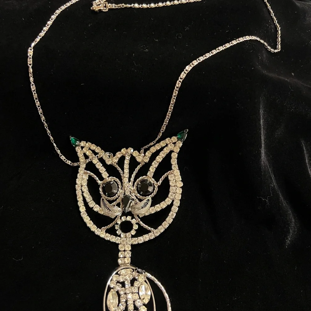 Vintage Rhinestone Silver color Cat - Picture 5 of 8